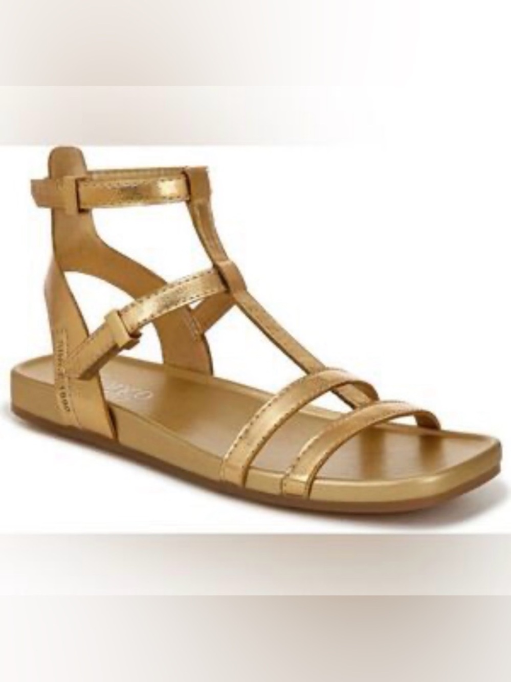 Franco Sarto Metallic Gold T-Strap Gladiator Sandal